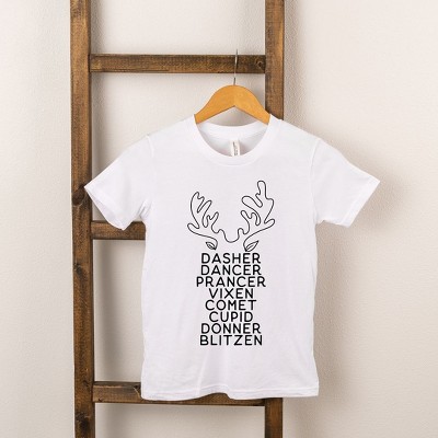 The Juniper Shop Reindeer Names Antlers Toddler Short Sleeve Tee