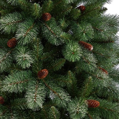 8-Foot Snowed Pine Artificial Christmas Tree with Pine Cones