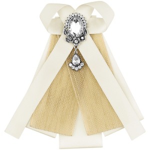 Elerevyo Women's Ribbon Rhinestone and Pearl Accessories Bow Tie - 1 of 4