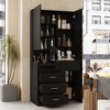 Famapy Stylish Vanity Cabinet with Full-Size LED Mirror & Divided Drawers,White/Black/Pink Storage Cabinet,Spacious Organizer for Bedroom Makeup - 2 of 4