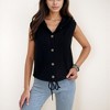 Anna-Kaci Women's Hooded Knit Button Down Vest with Drawstring Hem and Textured Cable Pattern - 4 of 4