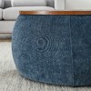CAVINAS Round Storage Ottoman Bench, Pleated Fabric Ottoman with Storage, 2 in 1 Function, Work as End Table and Ottoman, with Small Seat - 4 of 4