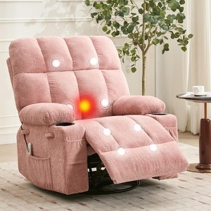 Ultra-Comfort Oversized Massage Recliner Chair, Manual Swivel Rocker for Living Room, Includes Lumbar Support,Side Pockets&Cup Holders - 1 of 4