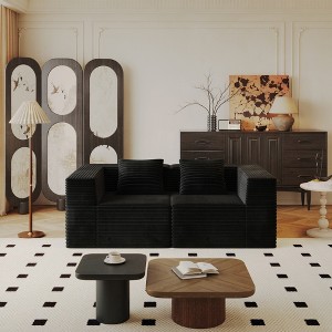 Corduroy Modular L-Shape Deep-Seat Boneless Sectional Sofa with High-Density Memory Foam and Easy Assembly - 1 of 4