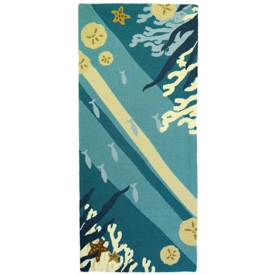 Homefires Sand Dollars & White Coral Runner Rug – 26" x 60", Indoor/Outdoor Coastal Accent, Tropical Seaside Style