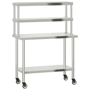 vidaXL Kitchen Work Table with Overshelf 43.3"x21.7"x59.1" Stainless Steel - 1 of 2