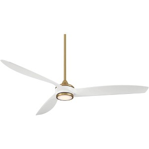 Casa Vieja 60" La Jolla Surf Modern Indoor Ceiling Fan 3 Blade LED Light Remote Control Soft Brass Finish White Blades Bedroom Living Room Kitchen - 1 of 4