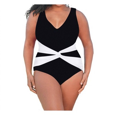 Women's Plus Size V-Neck Twist Front One Piece Swimsuit - Always for Me
