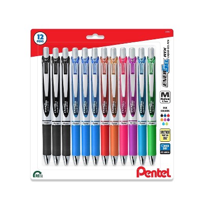 EnerGel RTX Retractable Gel Pen Medium Point 0.7mm Assorted Ink Dozen (BL77BP12M3)
