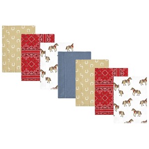 Hudson Baby Infant Boy Cotton Flannel Burp Cloths, Cowboy 7-Pack, One Size - 1 of 4