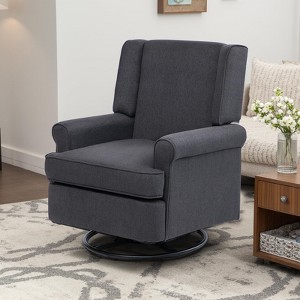 Recliner Swivel Chair, Small Rocker Recliner Chair, High-Density Sponge, Cotton Linen, for Nursery Living Room Bedroom Office - 1 of 4