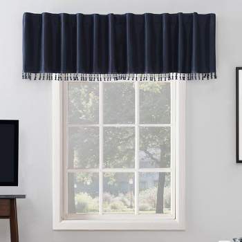 50x18 Valerie Jacquard Room Darkening Window Curtain Panel With Beads  Navy : Target