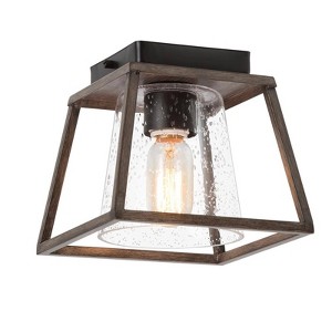 LNC Lapps 1-Lights 8-in Matte Black and Seeded Glass LED Flush Mount Lightsing - 1 of 4