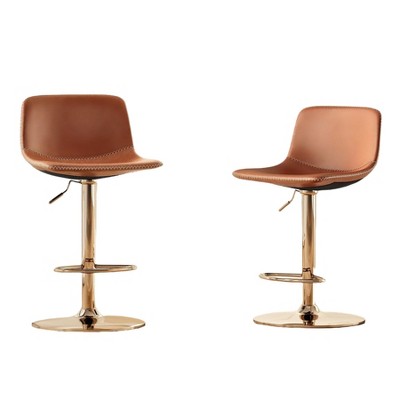 Fontoi Accent Chairs, Mid Century Modern Bar Stools Set of 2, Adjustable Counter Height Stools with Back for Kitchen Island, Gold, 16.9"*14.2"*33.8"