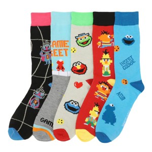 Sesame Street Pixelated Characters 5-Pack of Adult Casual Crew Socks - 1 of 4