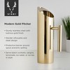 Viski Premium Finish Gold Pitcher, Modern Drink Carafe, Stainless Steel Pitcher, 46 Ounces, Pitcher with Handle, Gold Plated, Set of 1 - 2 of 4