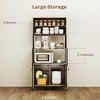 PDTEND Wood Grain Kitchen Baker’s Rack with Power Outlet, Storage Shelves, Microwave Stand & Louvred Cabinets - 4 of 4