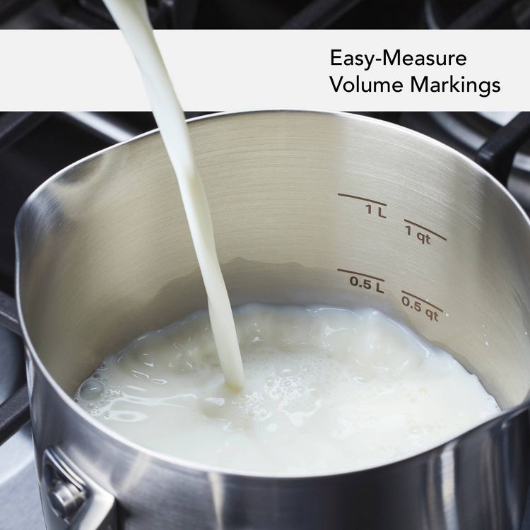 KitchenAid Stainless Steel 3-Ply Base 1.5qt Open Saucepan with Spouts: Dishwasher-Safe, Gas & Electric Compatible, 5 of 8