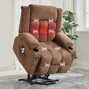 Wide Electric Power Lift Recliner Chair, Massage Sofa Chair with Heat for Elderly, Remote Control, 3 Positions, 2 Cup Holders, Side Pocket, USB Port - 1 of 4