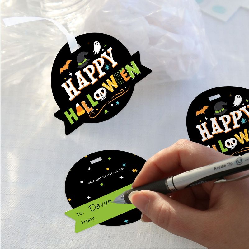 Big Dot of Happiness Jack-O'-Lantern Halloween - Kids Halloween Party Clear Goodie Favor Bags - Treat Bags With Tags - Set of 12, 3 of 9