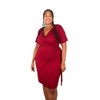 Anna-Kaci Women's Plus Size Short Sleeve V-Neck Faux Wrap Dress with Side Tie and Draped Skirt - 4 of 4