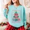 Merry Christmas Bow Tree - Women's Lightweight Garment Dyed Sweatshirt - 2 of 3