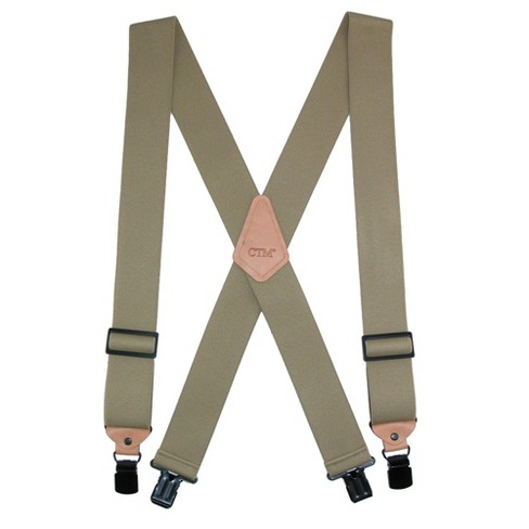 Ctm Men's Heavy Duty Clip-end Work Suspenders, Khaki : Target