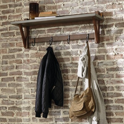 Brookside 40" Light Gray Concrete and Wood Entryway Coat Hook