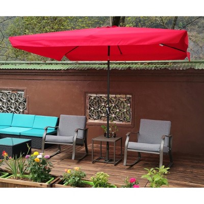 Okak 10 x 6.5ft Outdoor Patio Waterproof Umbrella with Push Button Tilt Market Table Umbrella with Crank Rectangular for Pool Deck Garden