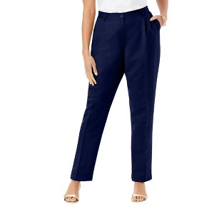 Jessica London Linen Pleat-Front Pant - 1 of 4