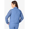 Jessica London Women's Plus Size Lace Sleeve Denim Jacket - 3 of 4
