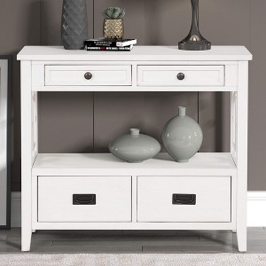 ORRD 36" Farmhouse Pine Console Table with 4 Drawers & Shelf, Entryway Sofa Table for Living Room, Bedroom, Hallway (Blue) - 1 of 4