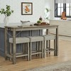 Okak 4-Piece Farmhouse Style Dining Table Set & Bar Stools for Kitchen,Dining Room,Solid Wood Breakfast Table Set with Power Outlet - 4 of 4