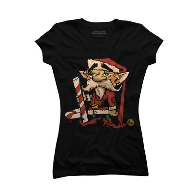 Junior's Design By Humans The Candy Cane Elf By HawksAerie T-Shirt