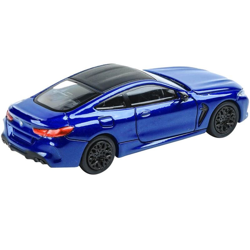BMW M8 Coupe Marina Bay Blue Metallic with Black Top 1/64 Diecast Model Car by Paragon, 3 of 4