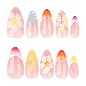LOVELAY CREATIONS White 3D Flower French Tip Short-Medium Oval Nails - 1 of 4