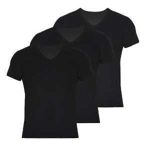 V Neck T Shirts for Men Rayon Made from Bamboo Tees Breathable Undershirts 3 Pack - 1 of 4