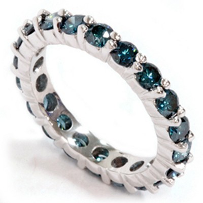 Pompeii3 2ct Prong Blue Diamond Eternity Ring 14K White Gold