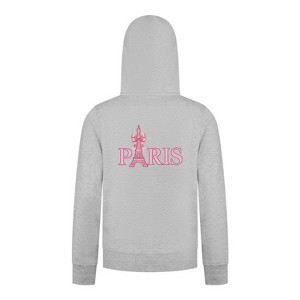 Everyday Kids Paris Bow Girls Zip Up Hoodie – Pink Eiffel Tower City Graphic Sweatshirt - 1 of 4