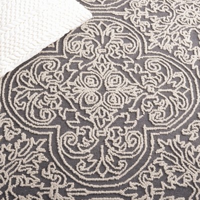 Handmade Dark Grey and Light Grey Wool Tufted Area Rug