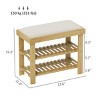 SEVOBAL 3-Tier Shoe Rack for Entryway Bamboo Shoe Bench with Cushion Padded Seat for Indoor Entrance Hallway Bedroom, Beige, 26.87"*15.75"*21.26" - 3 of 4