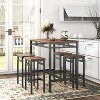 Bar table set 5PC Dinging table set with high stools, structural strengthening, industrial style. Rustic Brown, 43.31'' L x 23.62'' W x 35.43'' H. - 2 of 4