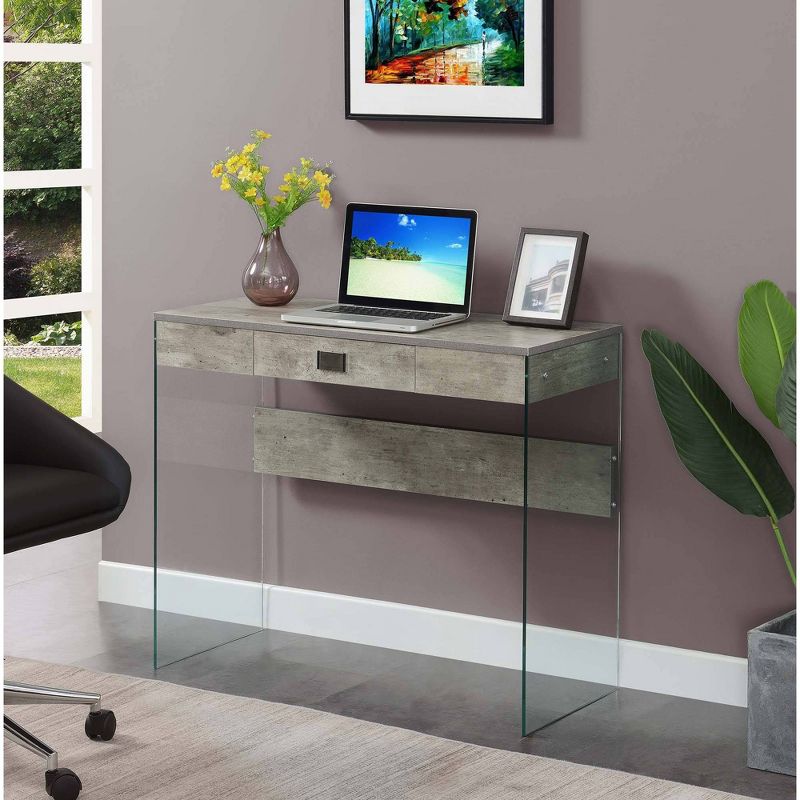 36" Breighton Home Uptown Glass Desk with Drawer, 3 of 10