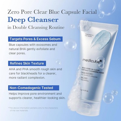medicube Zero Pore Clearing Capsule Cleansing Foam Korean Skincare: Contains PHA, Salicylic Acid, Cream Form, Normal/Oily Skin