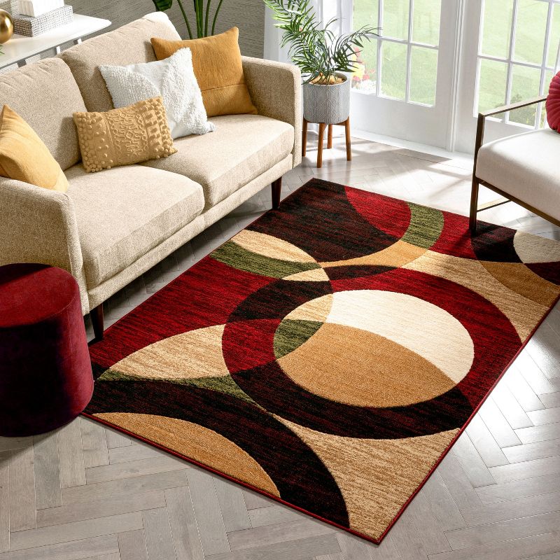 Well Woven Casual Modern Styling Shapes Circles Area Rug, 5 of 9
