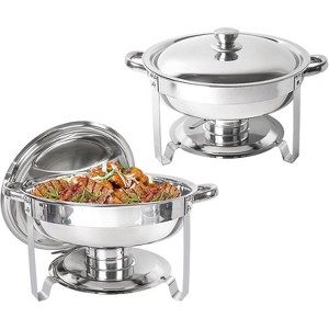 2/4/6-Pack 5QT Round Stainless Steel Chafing Dish Set – Buffet Servers & Food Warmers w/Lids for Catering, Weddings, Banquets - Silver - 1 of 4