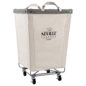 Seville Classics Commercial Heavy Duty Laundry Hamper Canvas Cream: Rolling Clothes Hamper with Wheels, Portable, Solid Pattern - 1 of 4