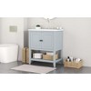 Okak Modern 30" Bathroom Vanity with Elegant Ceramic Sink, Solid Wood Frame Bathroom Storage Cabinet with Door Shelf & Open Shelf - 3 of 4