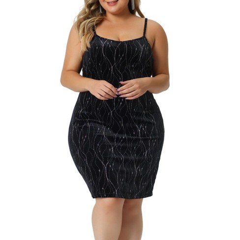 Agnes Orinda Women's Plus Size Velvet Sleeveless Cami Bodycon Club Party  Mini Dresses Black 4x : Target