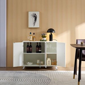 TIRAMISUBEST ideboard with wavy texture buffet cabinet - White Mobile File Cabinet - 1 of 4